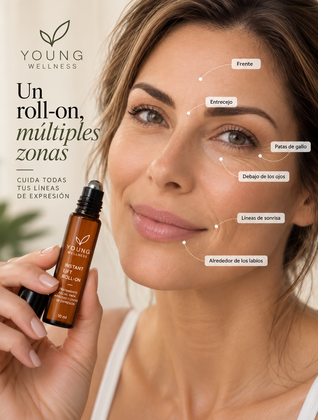 Zonas del rostro donde se aplica el roll-on
